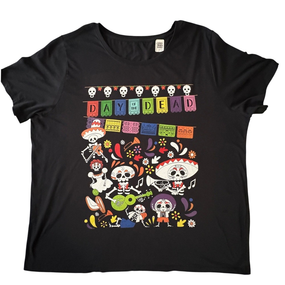 Gildan Day of the Dead Graphic T-Shirt Black Cotton 3X Dia de los Muertos Tee